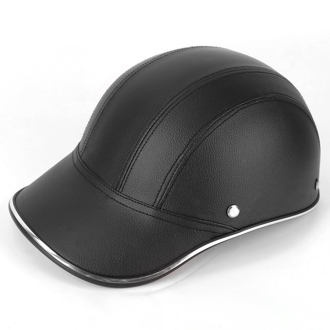 Retro Baseball Cap Style Bike Helmet – Adjustable PU Leather Safety Hard Hat – Breathable & Anti-UV Cycling Helmet for Scooter, Bicycle & Skateboard