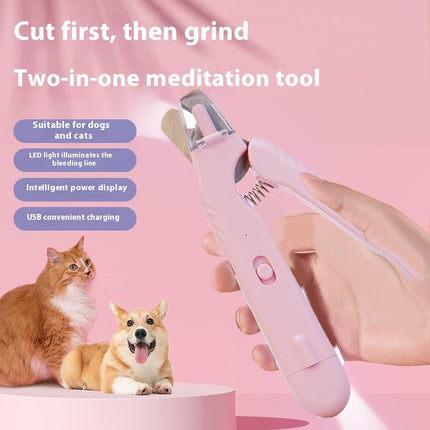 2-in-1 Pet Nail Clippers with LED Light – Quick-View Bloodline Sensor – Professional Dog & Cat Nail Trimmer with Built-in File