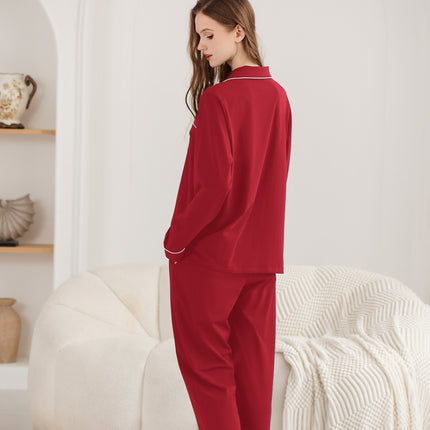Rongtai Women's 100% Cotton Pajama Set – Classic Plaid Long Sleeve Button-Down Sleepwear – 2-Piece Comfy Winter PJs (S-XXL)