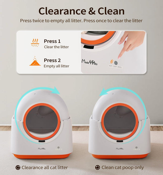60L Smart Automatic Cat Litter Box – WiFi App Control & Monitoring – Ionic Deodorization & Infrared Safety Sensors – Self-Cleaning Robot for Multiple Cats