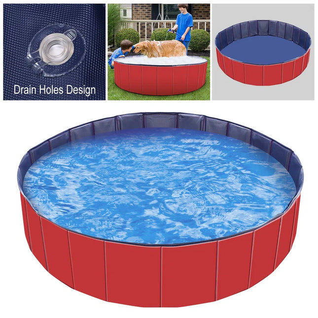 Foldable Pet & Kid Swimming Pool – Portable PVC Bathtub & Kiddie Pool – Non-Slip Collapsible Outdoor Play Center