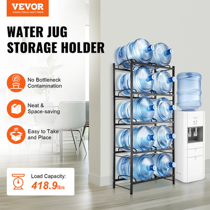 Industrial 10-Bay Water Jug Rack – Space-Saving Double Row Storage Station for Office, Gym & Warehouse