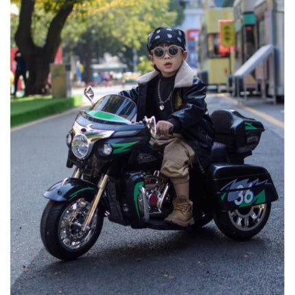 12V 2-Seater Kids Electric Motorcycle – Dual Motor Ride-On Motorbike with Key Start – 3-Wheel Stable Design, LED Headlights & Storage Box