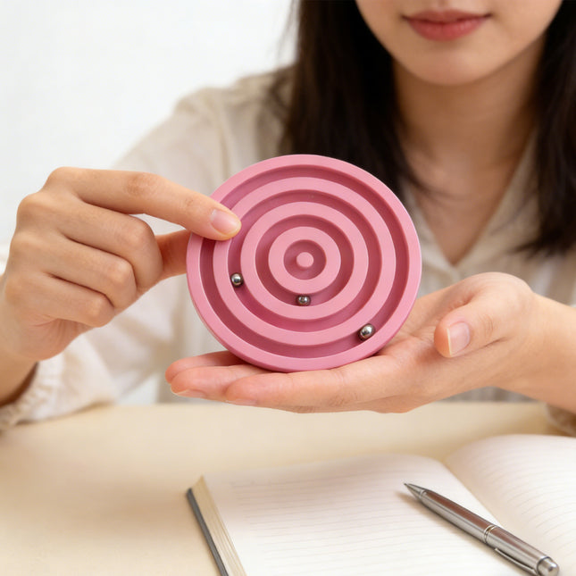 Balanced Labyrinth Marble Game – Hand-Eye Coordination & Concentration Toy – Interactive Maze Puzzle for Kids & Adults – Portable Travel Game (Pink)
