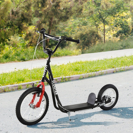 Teens & Youth Scooter with Inflatable All-Terrain Wheels – Dual Hand Brakes & Adjustable Handlebar – High-Performance Kick Scooter for Kids 5+ (Black)