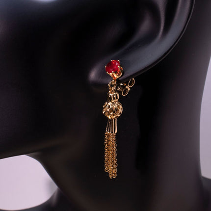Gold-Plated Copper Tassel Drop Earrings for Women