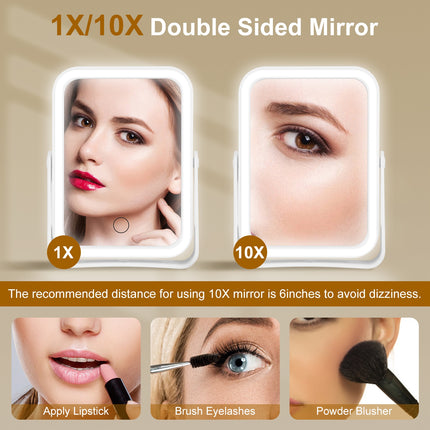 EliteView™ 10X Magnifying Double-Sided Mirror – Professional LED Vanity Light