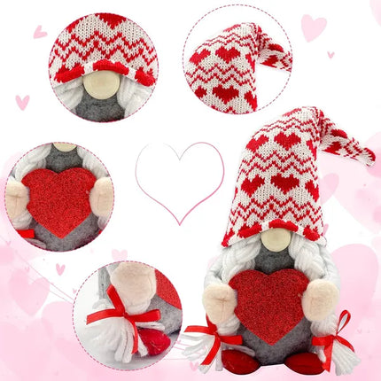 2Pcs Valentines Day Lighted Gnomes – Red Cupid Swedish Tomte Plush – LED Glowing Scandinavian Elf Decorations for Home, Table & Tiered Tray