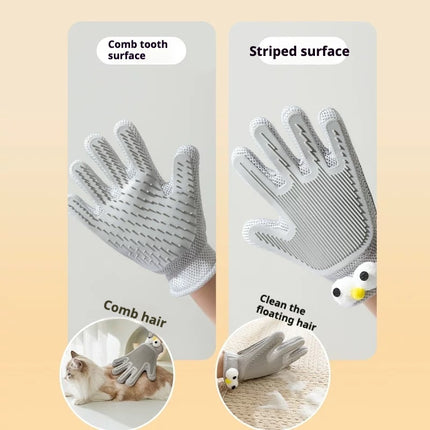 Enhanced Pet Grooming Glove – Gentle Deshedding & Massage Brush – Effective Cat & Dog Hair Remover Mitt for Long & Short Fur (Grey/Blue)