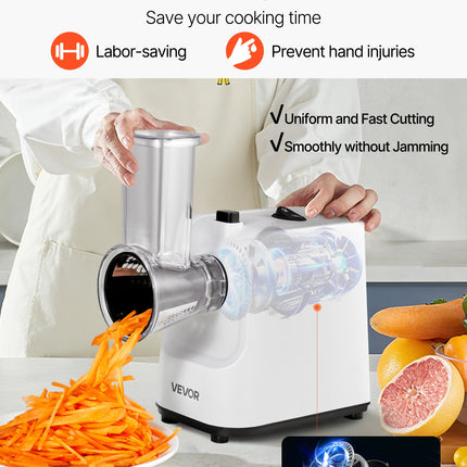 Electric Salad Shooter & Vegetable Slicer – 5 Interchangeable Stainless Steel Cones – Powerful 200W Food Processor for Cheese, Veggies & Fruits
