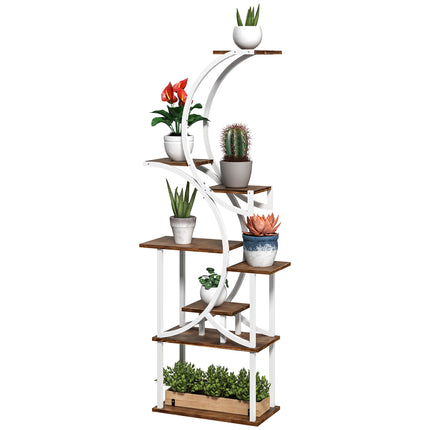 62" Tall 8-Tier Wooden Plant Stand – Large Capacity Multi-Level Flower Shelf – Carbonized Wood Display Rack for Indoor Garden
