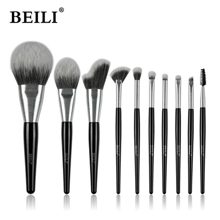 Professional 10pcs Vegan Makeup Brush Set – High-Density Contour & Blush Brushes