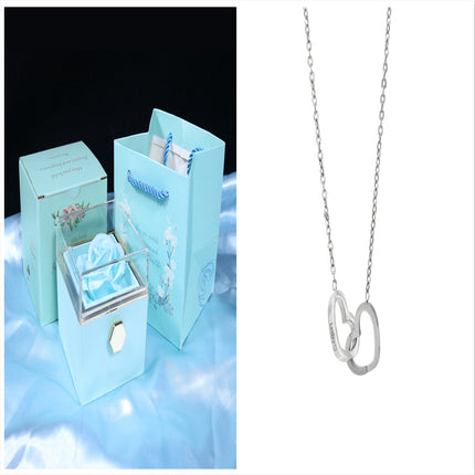 Creative Rotating Rose Jewelry Box – Eternal Soap Flower Gift Box for Necklace & Rings – Enchanted Spinning Rose Surprise for Valentine’s Day