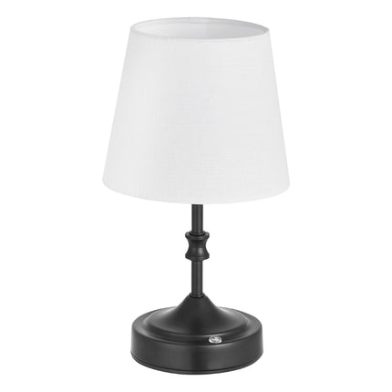 Cordless Black Table Lamp with 5200mAh Rechargeable Battery – Small Desk Lamp with Fabric Shade – 3-Level Brightness for Restaurant & Bedroom