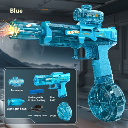 Electric Pulse Water Gun – Automatic High-Pressure Soaker for Kids & Adults – One-Button Discharge & Integrated Water Tank (Blue/White)