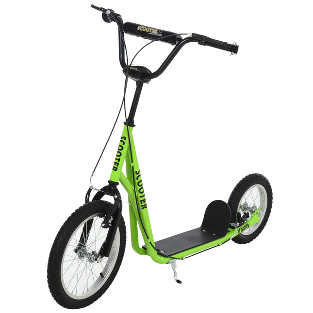 Teens & Youth Kick Scooter with Inflatable All-Terrain Wheels – Electric Green – Dual Hand Brakes & Adjustable Height – Ages 5+