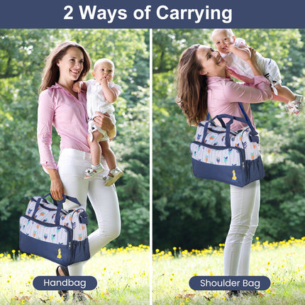 5-Piece Baby Diaper Bag Set – Multi-Functional Mummy Travel Handbag Bundle with Diaper Pad, Bottle Bag, and Food Bag