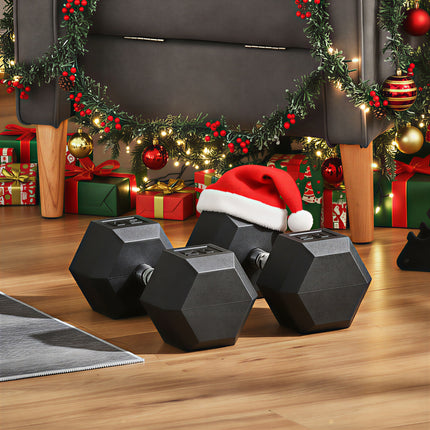 50lb Hex Dumbbell Set (Pair of 2) – 100lbs Total Heavy Weights – Rubber Encased Anti-Roll Design with Ergonomic Steel Handles