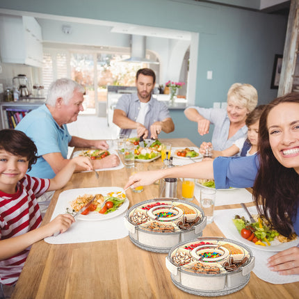 2-Pack Clear Divided Serving Tray for Parties & Picnics – Rotatable Snack Organizer with Removable Dividers – Portable Fruit & Nut Platter