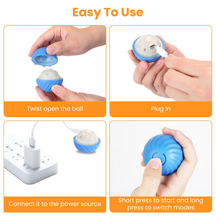 Smart Interactive Cat Ball Toy – Rechargeable Motion-Activated Rolling Ball with Pouch – Hide-and-Seek Mouse Catching Game for Indoor Cats