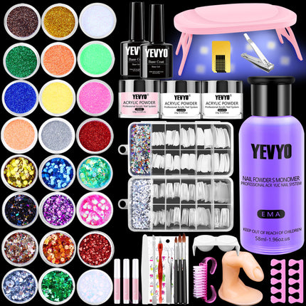 Ultimate 50-in-1 Nail Art Collection – Professional UV Light, Acrylic Powders & 3D Decoration Kit