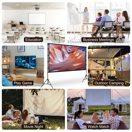 Portable Projector Screen with Stand (100"/120" Options) – 4K HD Wrinkle-Free Movie Screen – Front & Rear Projection Foldable Screen with Carry Bag for Outdoor Cinema
