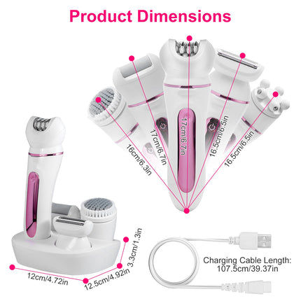 Ultimate 5-in-1 Rechargeable Beauty Set – Epilator, Callus Remover & Massager with LED Display