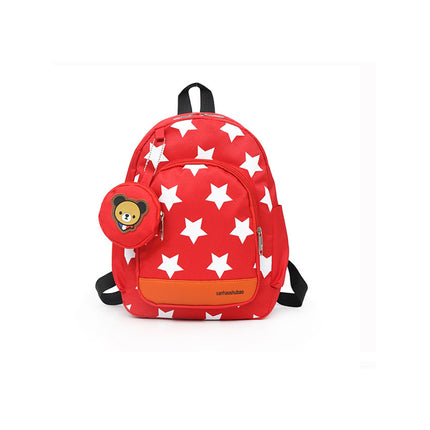 Kids & Teens Soccer Fan Backpack with Detachable Bear Coin Purse – Lightweight Star Print School Bag and Stadium Daypack