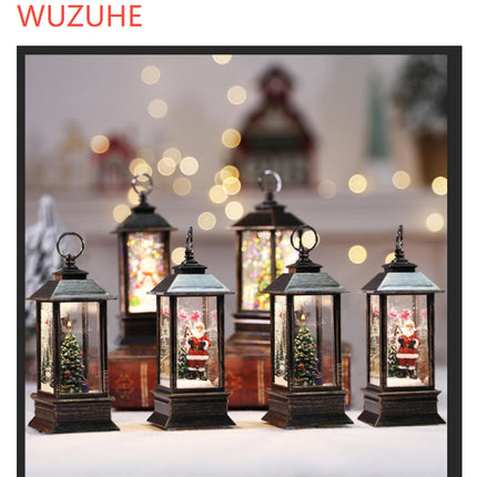 2025 Christmas Simulation Mini Oil Lamp – LED Flickering Flame Lantern with Hanging Loop – Portable Festive Night Light & Table Deco