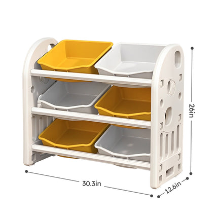Kids Toy Storage Organizer with 6 Removable Bins – Multi-Functional Nursery Furniture – Toddler Storage Shelf for Playroom & Bedroom