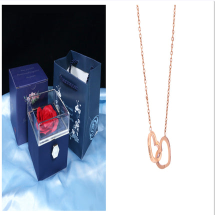 Creative Rotating Rose Jewelry Box – Eternal Soap Flower Gift Box for Necklace & Rings – Enchanted Spinning Rose Surprise for Valentine’s Day