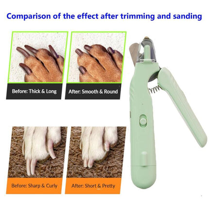 2-in-1 Pet Nail Clippers with LED Light – Quick-View Bloodline Sensor – Professional Dog & Cat Nail Trimmer with Built-in File