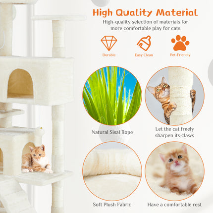 AuraModern™ Multi-Functional Cat Tree House – Luxury Wooden Cat Climbing Tower with Integrated Condo, Scratching Posts & Interactive Toys