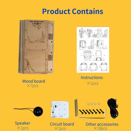 Music Park 3D Wooden Puzzle Castle – DIY Mechanical Music Box with LED Night Light – Model Building Kit – Creative Christmas & Birthday Gift for Adults & Kids