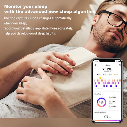 Smart Health Ring – 24/7 Fitness Tracker with Heart Rate, SpO2 & Sleep Monitor – IP68 Waterproof – No Subscription Fee – iOS & Android Compatible