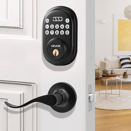 Keyless Entry Smart Door Lock with Handle – Electronic Digital Keypad & Biometric Fingerprint Access – Modern Privacy Lock for Home, Office & Bedroom