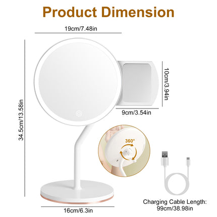 Smart Touch 5X Magnification Vanity Mirror – Rechargeable High-Definition Beauty Mirror