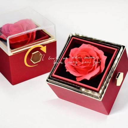Creative Rotating Rose Jewelry Box – Eternal Soap Flower Gift Box for Necklace & Rings – Enchanted Spinning Rose Surprise for Valentine’s Day