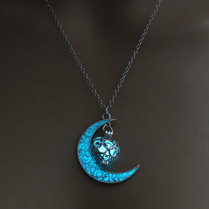 Glow in the Dark Pendant Necklace – Luminous Stone Jewelry with Silver Plated Chain – Magical Glowing Necklaces for Festivals & Parties