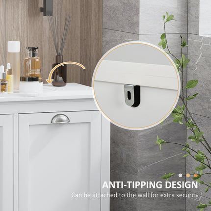 Double Tilt-Out Laundry Sorter with 2 Removable Bins – Space-Saving White Bathroom Cabinet – Contemporary Laundry Furniture