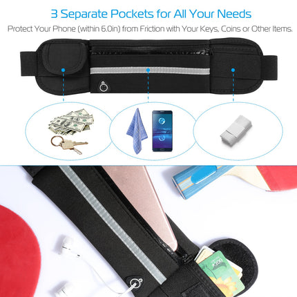 Ultra-Slim Elastic Running Belt – Waterproof Sports Waist Pack – Bounce-Free Fitness Pouch for Phones, Keys & Cash