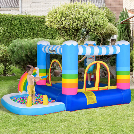 Inflatable Bounce House for Kids – 2-in-1 Jumping Castle with Ball Pit Pool – Indoor & Outdoor Party Bouncer with Heavy-Duty Air Blower & Carry Bag