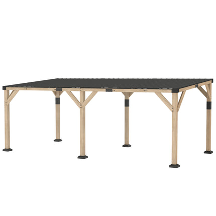 20' x 10' Wooden Hardtop Gazebo with Galvanized Steel Roof