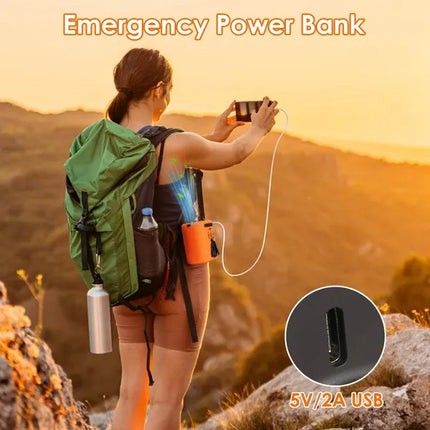 5-in-1 Portable Waist Clip Fan - 5 Speeds Wearable Turbo Belt Fan with LED Flashlight & Power Bank - Hands-Free Personal Fan for Job Sites, Camping & Hiking