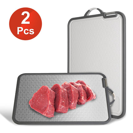 ProPrep™ Multi-Functional Chopping Board – Antibacterial Stainless Steel Surface with Knife Sharpener Handle