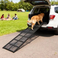 PawHut Extra-Long & Wide Folding Dog Ramp – Portable Non-Slip Surface Pet Ramp for Large, Small & Senior Dogs – Car, SUV & Truck Access
