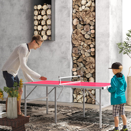 Portable Folding Ping Pong Table Set – Mid-Size Indoor/Outdoor Table Tennis Table with Net, Paddles, and Balls – Space-Saving Game Table