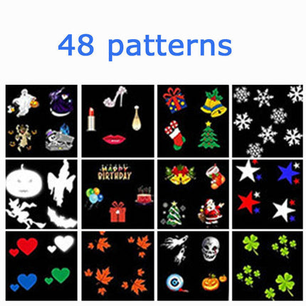 48-Pattern Christmas Laser Projector Light – LED Snowflake & Holiday Scene Projector – IP65 Waterproof Outdoor Landscape Lighting
