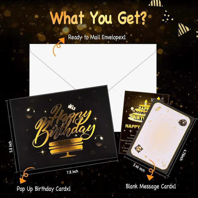 3D Pop-Up Happy Birthday Card with Music & LED Lights – Musical Cake Birthday Card – Surprise Birthday Gift for Kids, Friends & Family