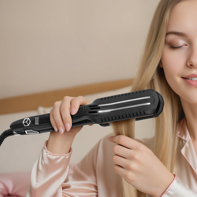 VEVOR™ Professional Dual Infrared Hair Straightener – Titanium Flat Iron with 19 Temp Levels